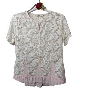 ELODIE Lace top Pink/Cream SMALL